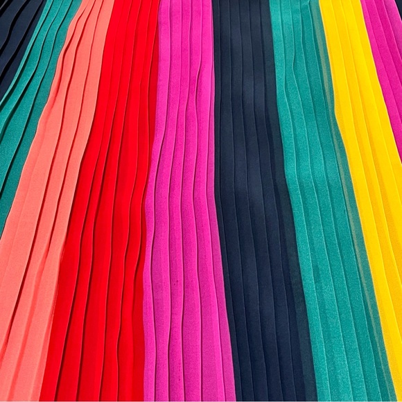 J. Crew Rainbow Sunburst Pleated Midi Skirt Size 6 - Picture 4 of 7